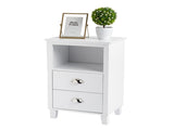 40*30*63cm Simple And Modern White Cabinet, MDF Spray Paint, High Legs, Two Drawers, Bedside Table 93586563