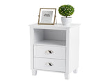 40*30*63cm Simple And Modern White Cabinet, MDF Spray Paint, High Legs, Two Drawers, Bedside Table 93586563