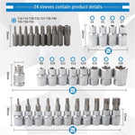 ZUN 34 Piece Set of Plum Blossom Star Shaped Screwdriver Head Socket - Chrome Vanadium Steel Sleeve 66735982