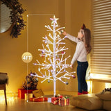 4ft With Stars On Top, Snowy Fir Shape, Plastic Material, 80 Lights, Warm Colors, Four Colors, 8 80169324