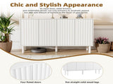 ON-TREND Minimalist Shoe Cabinet with 5 Solid Wood Legs, Cream Style Sideboard Buffet Cabinet with N721P205785K