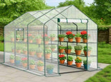 Large Walk-in Greenhouse with PE Cover & Side Windows, 12-Shelf Indoor Outdoor Portable Greenhouse 97679406