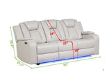 LED & Power Reclining Sofa Made With Faux Leather in Ice 659436286627