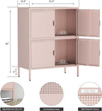 ZUN 4 Door Metal Accent Storage Cabinet for Home Office,School,Garage pink 39015106