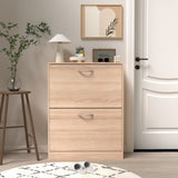 Wooden Shoe Cabinet for Entryway, White Shoe Storage Cabinet with 2 Flip Doors 20.94x9.45x43.11 inch W40943195