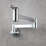 ZUN Brass Wall Mounted Foldable Faucet Double Handles Fuacet Cold Water Kitchen Tap Chrome 68951116