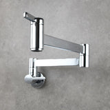 ZUN Brass Wall Mounted Foldable Faucet Double Handles Fuacet Cold Water Kitchen Tap Chrome 68951116