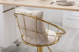 Off-White velvet bar chair, pure gold plated, unique design,360 degree rotation, adjustable W117064133