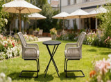 light Grey PE Rattan Outdoor Armchair Spring Support, Set of 2 All-Weather Patio Furniture W3990P436957