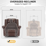 ZUN Breathable Leather Massage Recliner Chair Manual Living Room Reclining Sofa W1403P156677