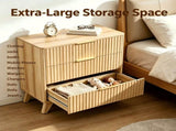 3-Drawer Cabinet with Slatted Fronts 31.5"*15.6"*29.72" Chest of Drawers Nightstand Oak 07218258