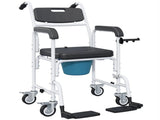 Black Shower Commode Wheelchair, Seniors Bedside Commode Chai 13016749