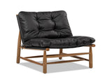 Oxford 26.5" Leather Mid-Century Modern Accent Chair, Noir Black Leather B2719P290775