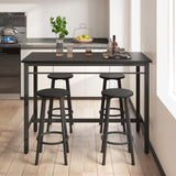 ZUN 5-piece rural kitchen table with four bar stools, metal frame and MDF, black 43089264