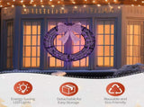 36in Pre-lit Outdoor Christmas Wreath Decoration, Lighted Metal Wreath with Purple Bow, Remote 65188732