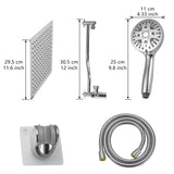 ZUN Chrome shower System 12 Inch Bathroom Luxury Rain Mixer Combo Set Wall Mounted Rainfall W1932P218043