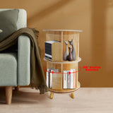 2-Layer Rotating Bookcase 360 Rotating Display Rack Pine Wood Rotating Bookshelf 56430812