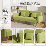 ZUN 70.47" Green Fabric Double Sofa with Split Backrest and Two Throw Pillows,Suitable for living room, W1658120161