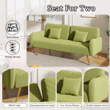 ZUN 70.47" Green Fabric Double Sofa with Split Backrest and Two Throw Pillows,Suitable for living room, W1658120161