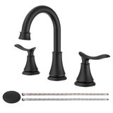 2-Handle 8 inch Widespread Bathroom Sink Faucet Matte Black Lavatory Faucet 3 Hole 360&deg Swivel Spout T3177P277516