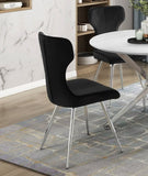 ZUN Ultra Modern Dining Furniture Set of 2 Side Chairs Black Velvet Upholstery Chrome Finish Metal Legs B011P285774