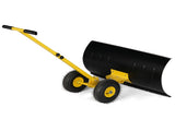 36" x 18" Manual Snow Pusher with T-Handle, Black Blade, Yellow Shaft & Yellow Wheel Hub, Iron 78540796