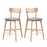 Wooden Bar Chairs Set of 2, Modern Soft Upholstered Kitchen Island Chairs, Counter Height Stool with W2582P197592
