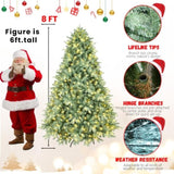 Artificial 8ft Blue green Tint Christmas Tree with 3308 PE/PVC Mixed Branch Tips, 900L warm white 49516832