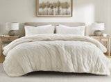 3 Pieces Full/Queen Cable Knit Chenille Comforter Set,Ivory B035P381300