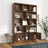 70.87" Tall Bookshelf with 10 Cubes and 3 Doors, 4-Tier Bookshelf, Open Shelf Bookcase with Cabinet, W331P257393