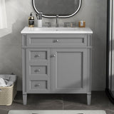 ZUN 30'' Bathroom Vanity with Top Sink, Modern Bathroom Storage Cabinet with 2 Drawers and a Tip-out N710P206904E