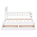 Twin Size Platform Bed with Trundle and Drawers, White WF298815AAK