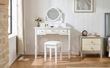 Compact Makeup Vanity Table with Reversible Mirror, Dressing Table Set with Stool, Space-Saving N844P288535A