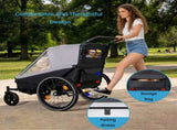 2 in 1 Kids Bike Trailer and Stroller for 1 to 2 Children, Jogging Function, Foldable Compact W1364P417578