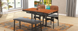 Extendable Dining Table Convertible 2 in 1 Shelf to Table with Metal Frame Industrial and Rustic W3128P281270