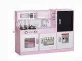 Pink Pretend Play Kitchen Kids Kitchen Playset with Play Phone, Chalkboard, Towel Rack & Ice Maker 45799725