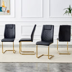 ZUN Modern dining chairs with faux leather padded seats, dining room gold metal leg upholstered W1151107096