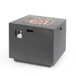 ZUN 33" Outdoor Iron Square Propane Fire Pit, Tank Inside, Brushed Brown - 50,000 BTU 62837.00BRN-50K