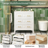 30'' Bathroom Vanity with Ceramic Sink Combo, Free Standing Single Vanity Set with 3 Drawers, Solid N710P246209K