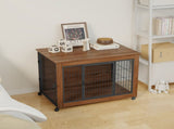 38.6" Dog Crate Furniture with Wheels for Small Dogs, Heavy Duty Dog Kennel Indoor with 2 Doors, W808P391671