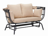 2-Person Outdoor Swing Chair with Adjustable Canopy, Modern Egg Shaped Rocking Lounge Chair with W3990P430773