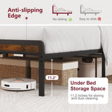 Queen Size Metal Platform Bed Frame with Adjustable Upholstered Headboard, Charging Station, LED W1903P195337