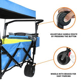 Foldable Wagon with Removable Canopy & Cooler Bag - Heavy Duty Collapsible Wagon Utility Cart with 31283687