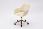 ZUN Modern Velvet Fabric Material Adjustable Height 360 revolving Home Office Chair with Gold Metal Legs 77112687