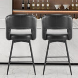2 Pcs Black PU Swivel Bar Stools with Open Backrest & Metal Legs 03553805