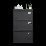 ZUN Filing Cabinet Lateral File Cabinet 3 Drawer, Blcak Locking Metal File Cabinets Three Drawer, Office W1247118742