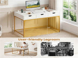 43.5" Home Office Desk with Built-in Charging Station & 3 Drawers Hidden Compartment 78721214