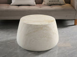 Light Travertine Finish Magnesium Oxide Tapered Side Table 14.57" Top Diameter Round End Table W5351P456856