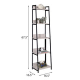 Natural and Black 5-tier Ladder Bookshelf B062P189124