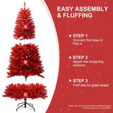 Artificial 5ft Red Christmas Tree with 624 PVC Branch Tips, Hinged Premium & Foldable Base for 93498654